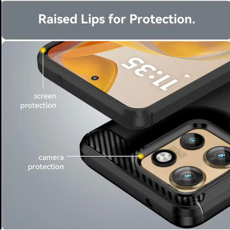 Θήκη TECH PROTECT CARBON Silicone για MOTOROLA MOTO Edge 50 Neo / Motorola ThinkPhone 25 - ΜΑΥΡΟ